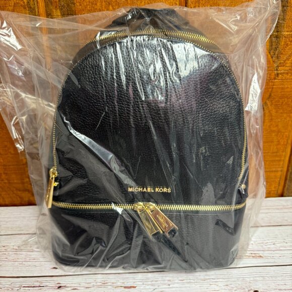 Michael Kors Rhea Medium Leather Backpack - Black - Picture 5 of 6